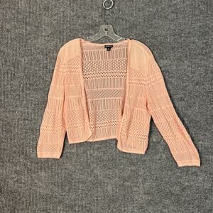 Torrid 0 Womens Shrug Cardigan Sz Medium Pink Open Knit Dainty Romantic Feminine